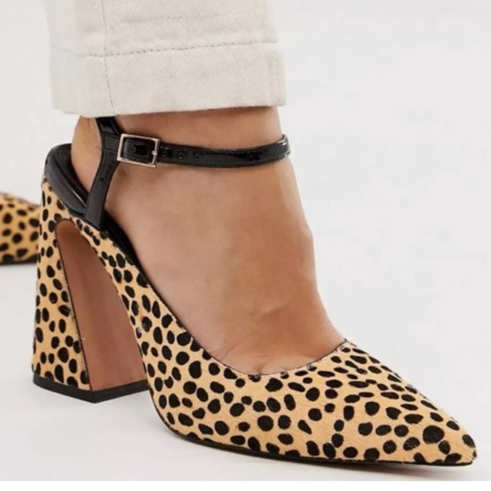 ASOS leopard print Pioneer leather platform heels size 7 blogger favorite
